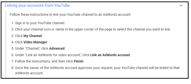 Link adwords to youtube