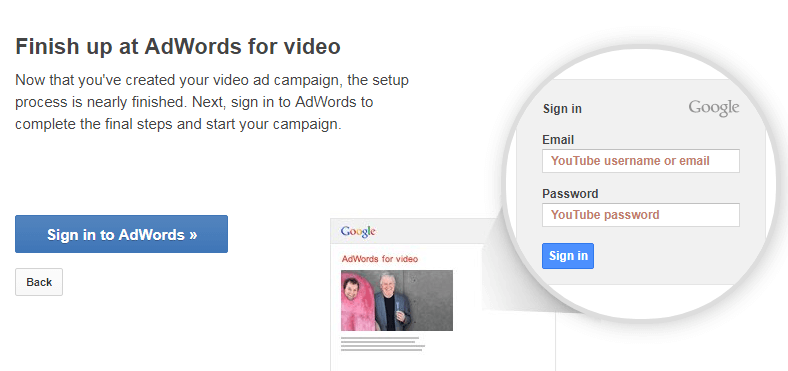 sign in to Adwords