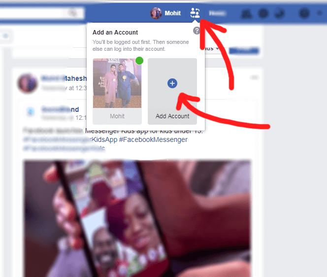 facebook switch account