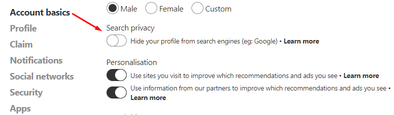privacy settings pinterest