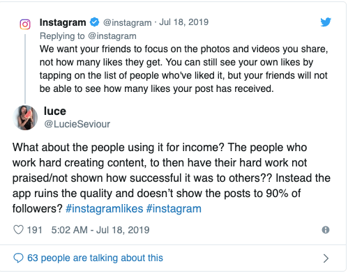 instagram announcement likes hide