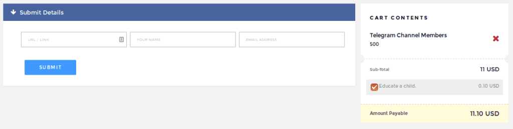 submit details for buying telegram members