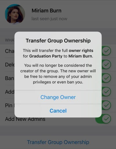 transfer ownership telegram