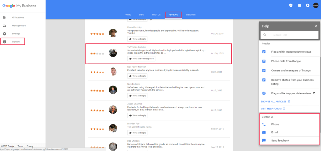 all google reviews - google support