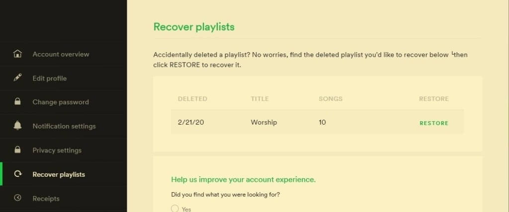 Recovering lost playlists