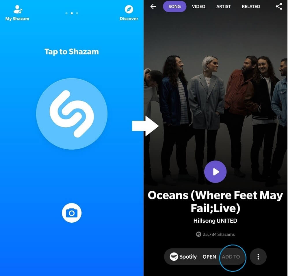 shazam to spotify