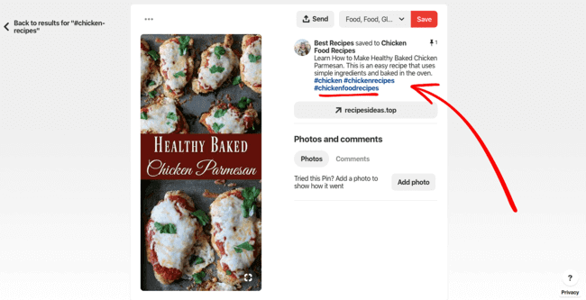 add keywords on pinterest