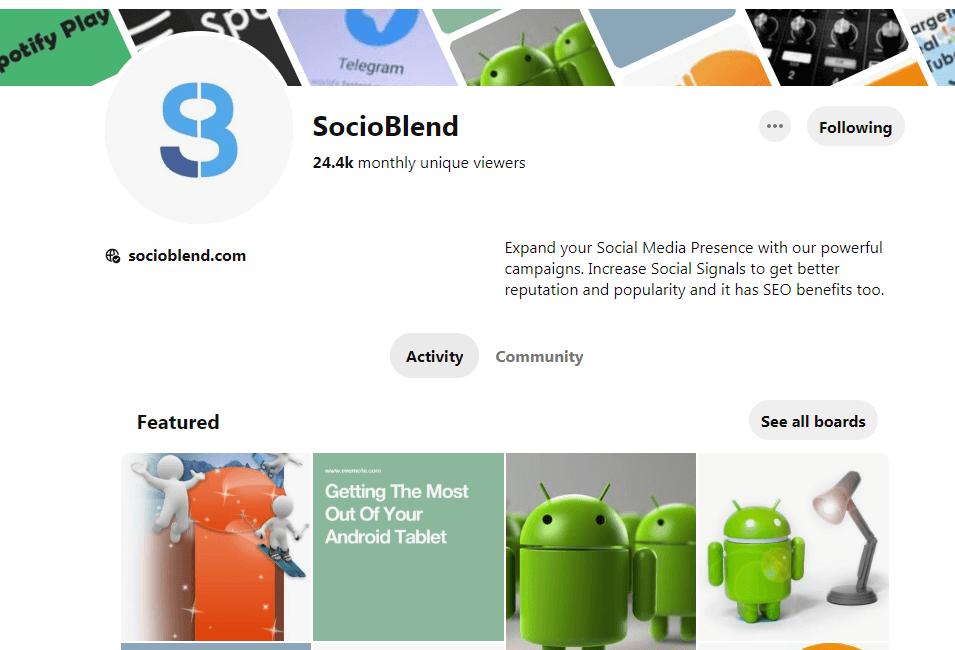 socioblend profile pinterest