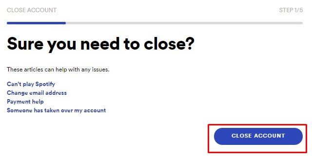 Choose "Close Account" 