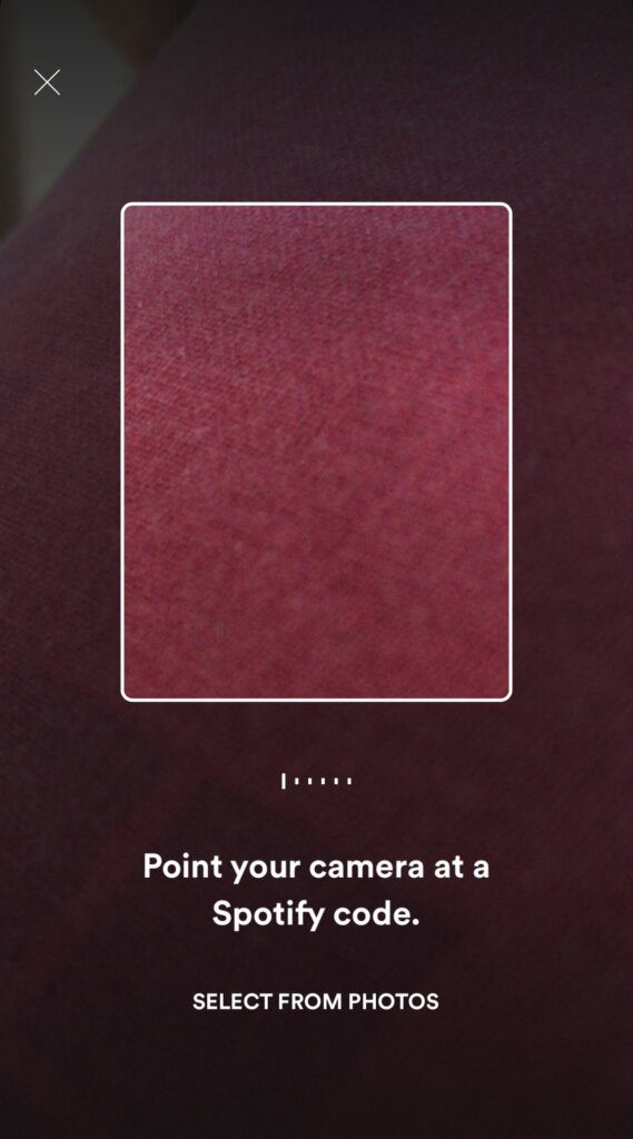 Access your Spotify camera and scan the Code