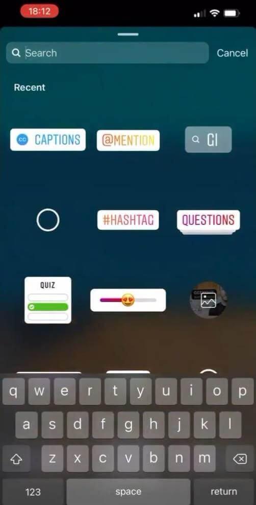 Caption Button in Instagram Stories Stickers