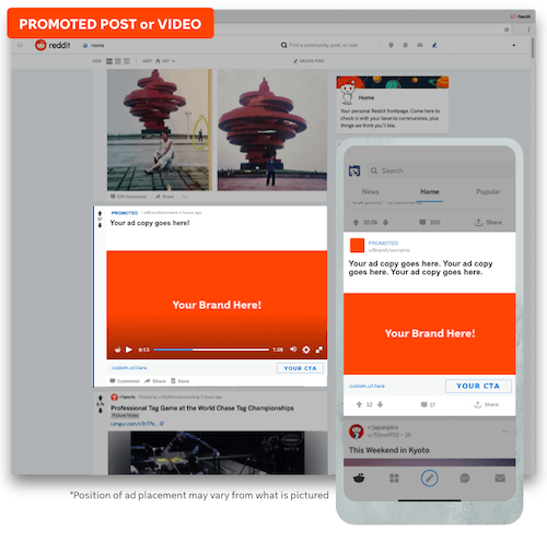 Example of Promoted Post or Video on Reddit