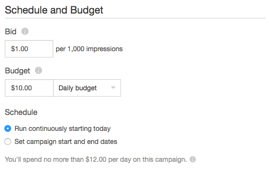 How to set budget of Reddit ad
