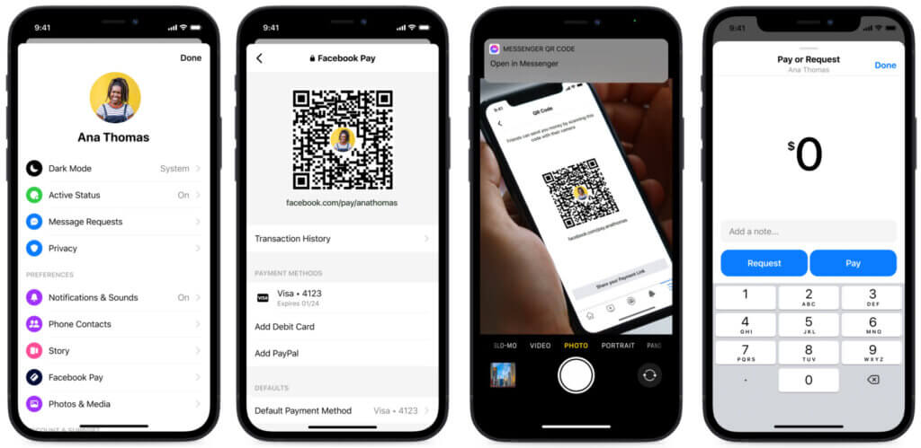 Facebook Pay feature & QR code for Payments on Messenger