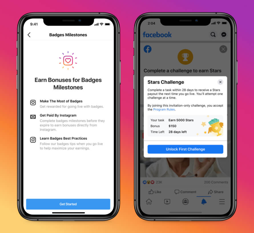 Facebook Star Challenge feature for Creators