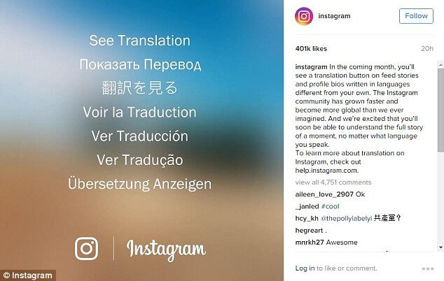 Instagram Post Translation Feature
