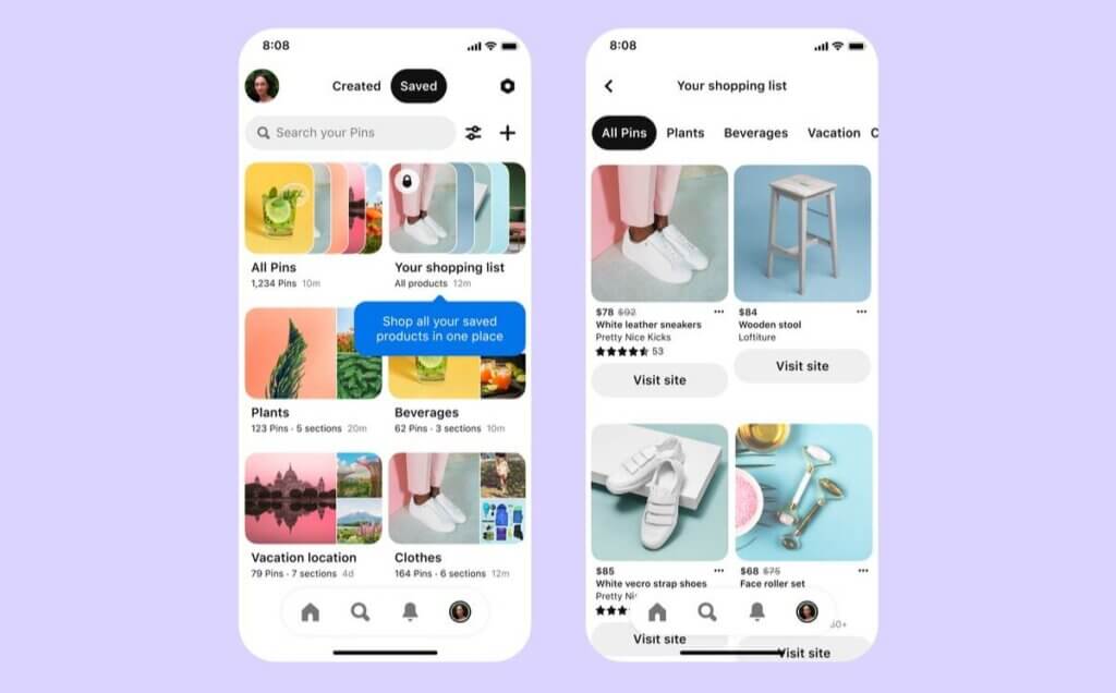 Pinterest latest shopping features