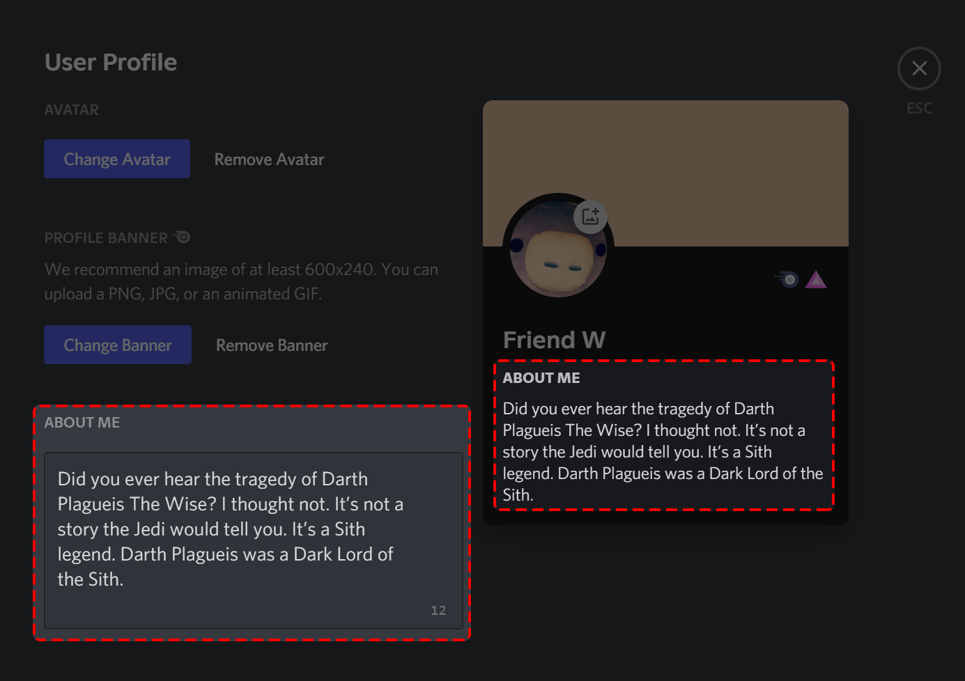 Discord About Me Feature