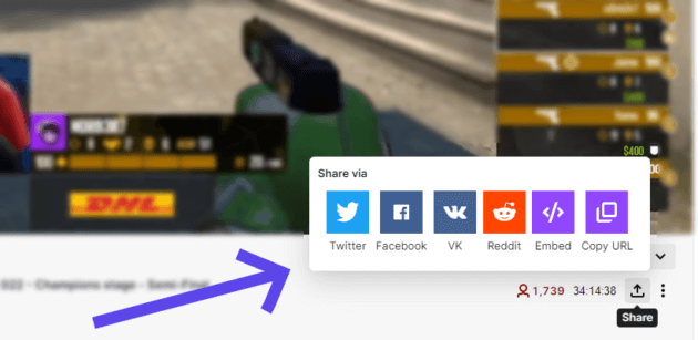 Twitch social media sharing options