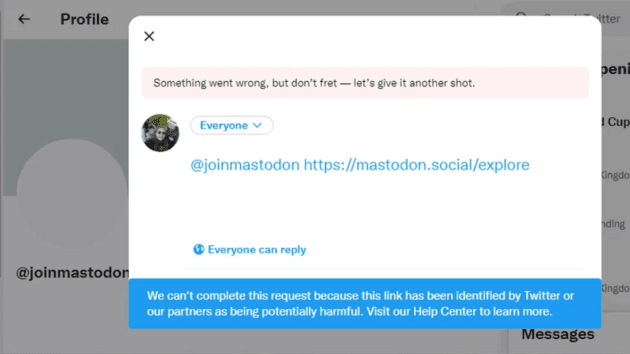 mastodon flagged as spam on Twitter