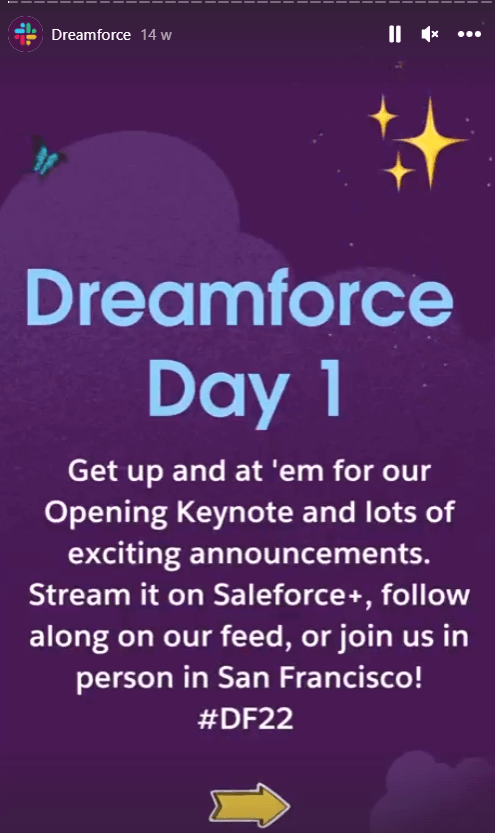 slack dreamforce Instagram story