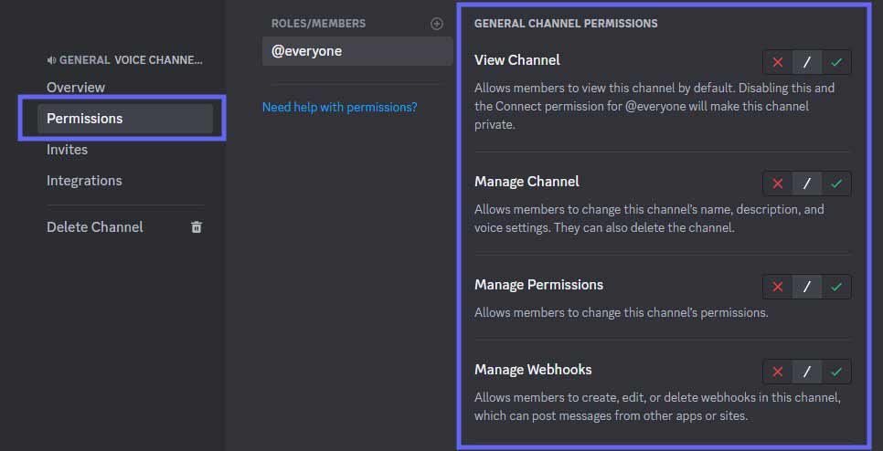 General Channel Permissions for Discord Music Bot