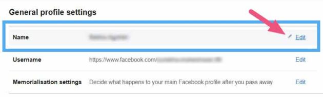 General profile settings on Facebook