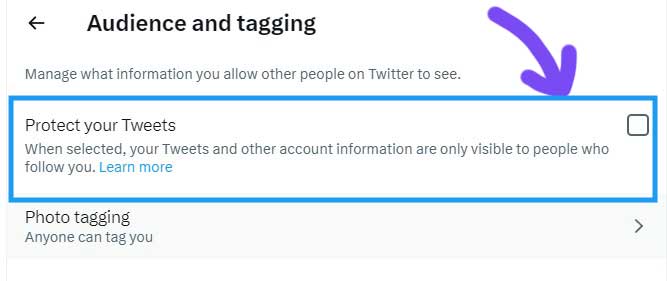 Audience and tagging. Protect your Tweets