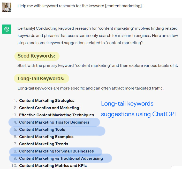content marketing keyword research analysis using chatgpt 1