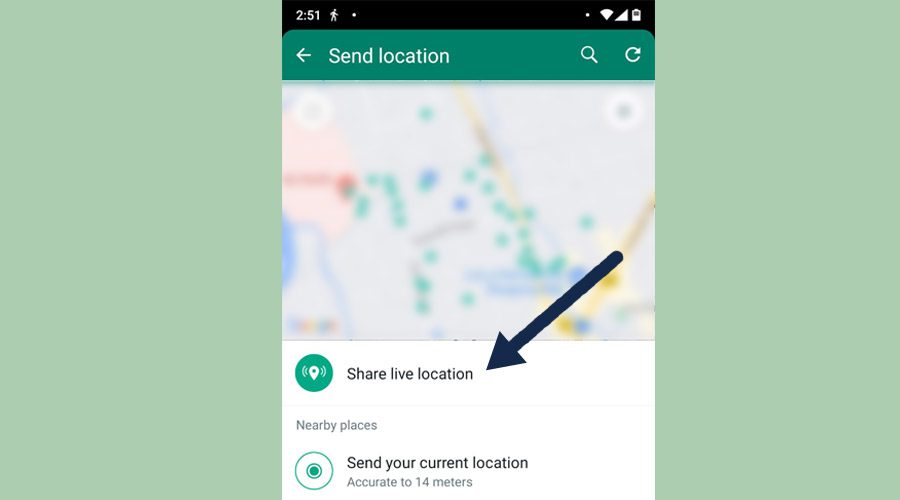 Share live location on Whatsapp