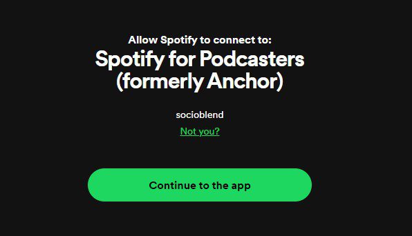 Allow Spotify for Podcasters app to connect to your account