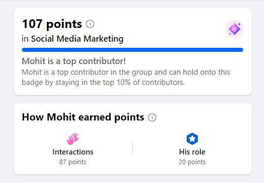Facebook Group Contribution score increased