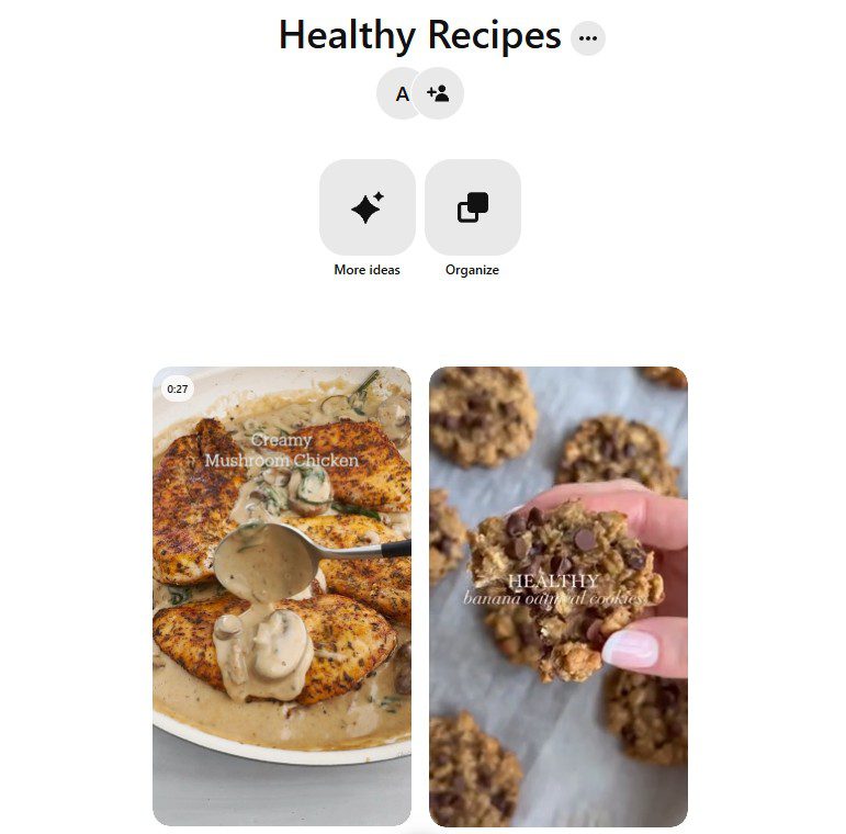 Healthy Recipes board created on Pinterest