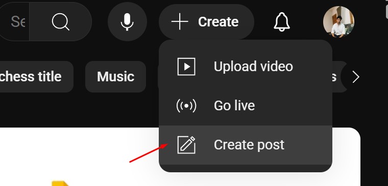 create youtube community post step 2