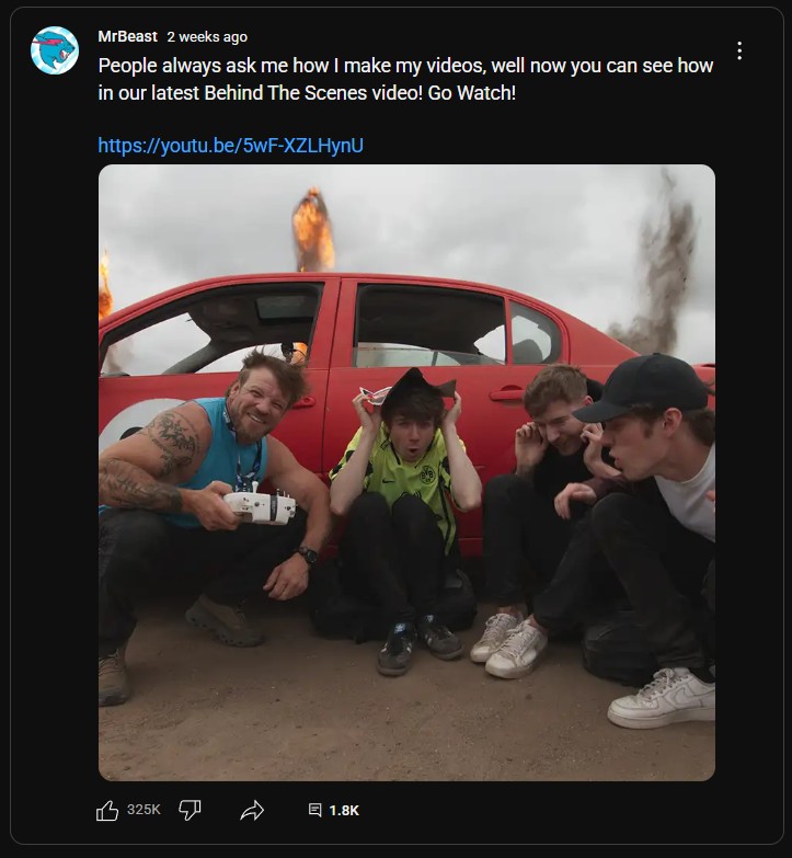 MR beast youtube community post