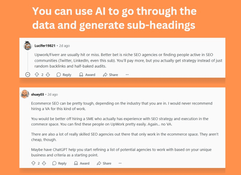 using AI to go through the content, create sub-headings and more.