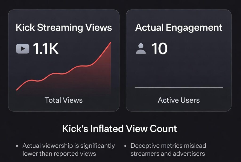 Kick's inflated views count
