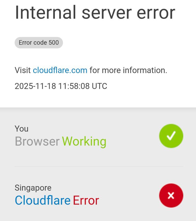 Cloudflare Outage Takes Major Parts of the Internet Offline: What Happened and Which Sites Were Hit internal server error cloudflare