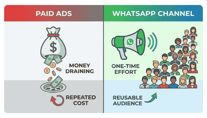Paid ads vs Whatsapp Channel