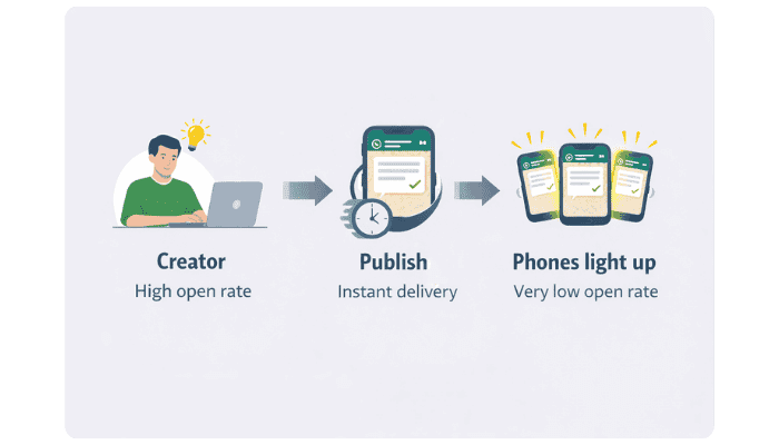 WhatsApp Channels allow you to share links easily.