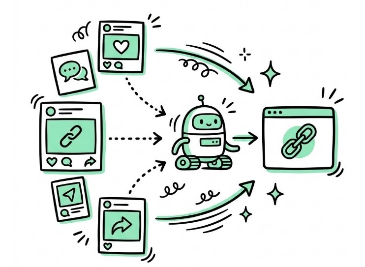 Social media signals helping search engine crawler discover and index a backlink page