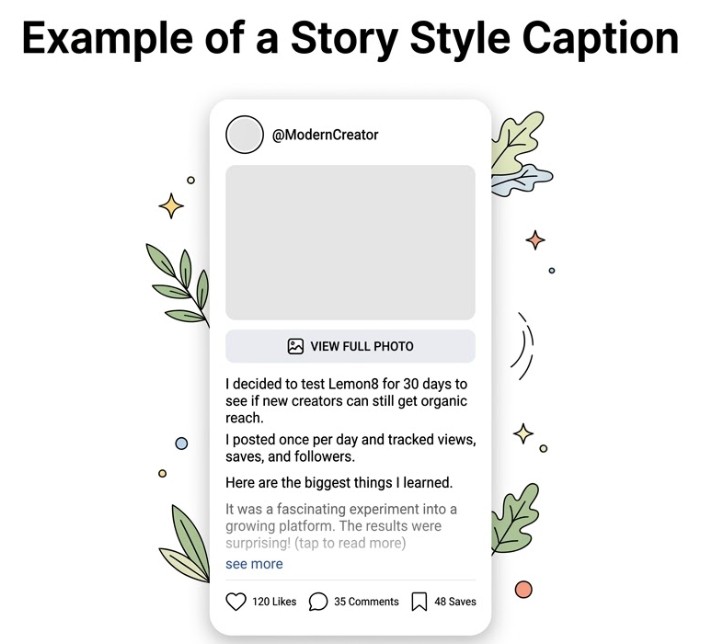 story style caption ideas on lemon8