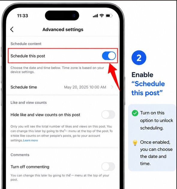 schedule post on instagram