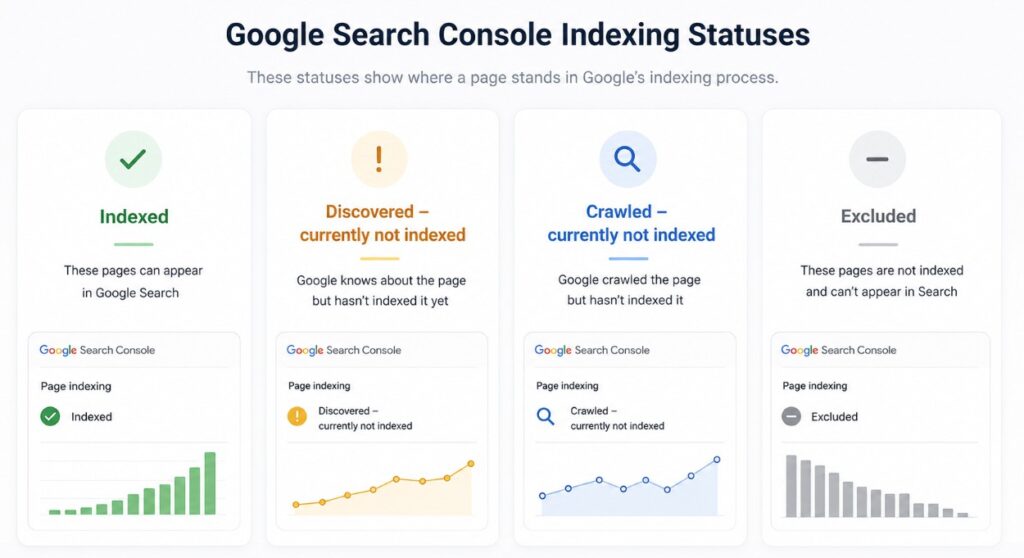 google search console indexing statuses